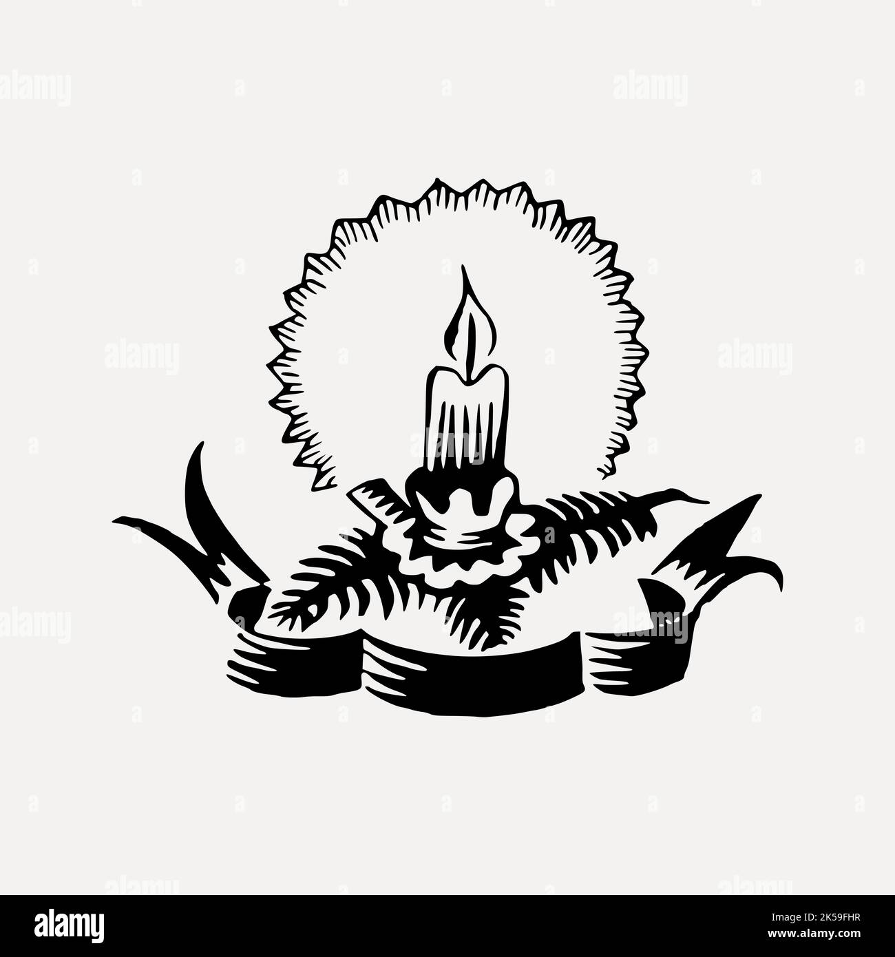 Candle badge collage element, candlelight vigil illustration vector