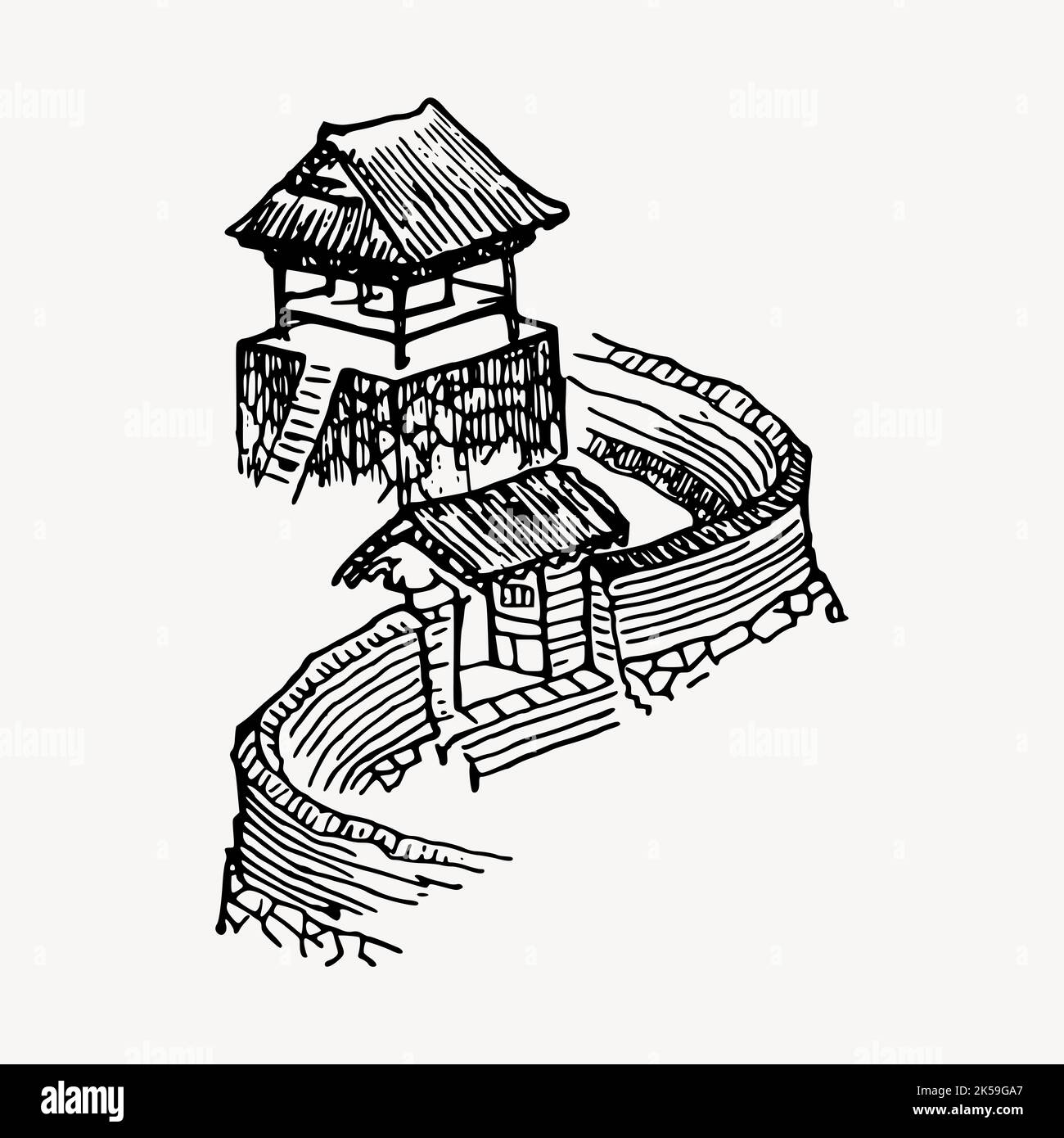 Japanese architecture illustration clipart vector. Stock Vector