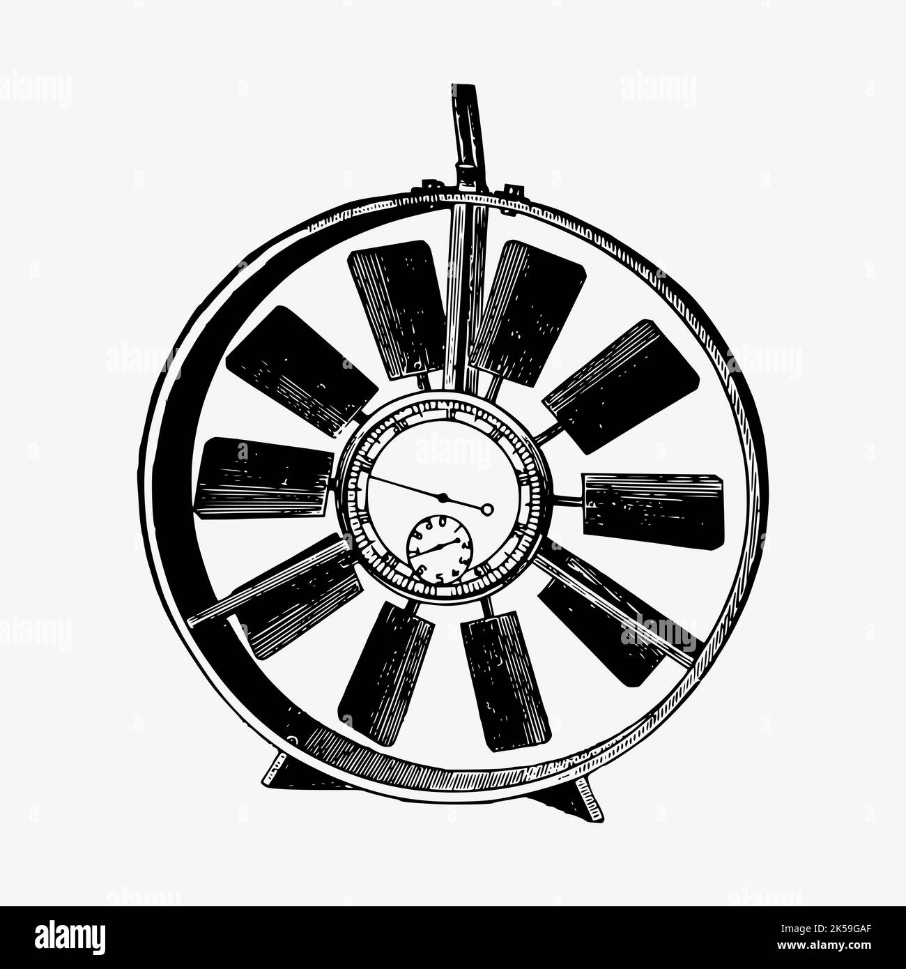 Anemometer drawing, measuring device illustration vector Stock Vector