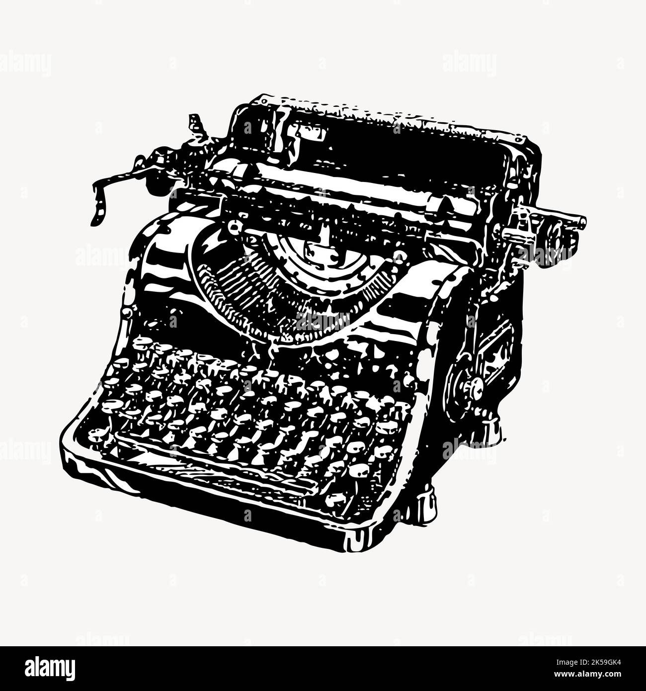 Typewriter drawing, vintage machine illustration vector Stock Vector