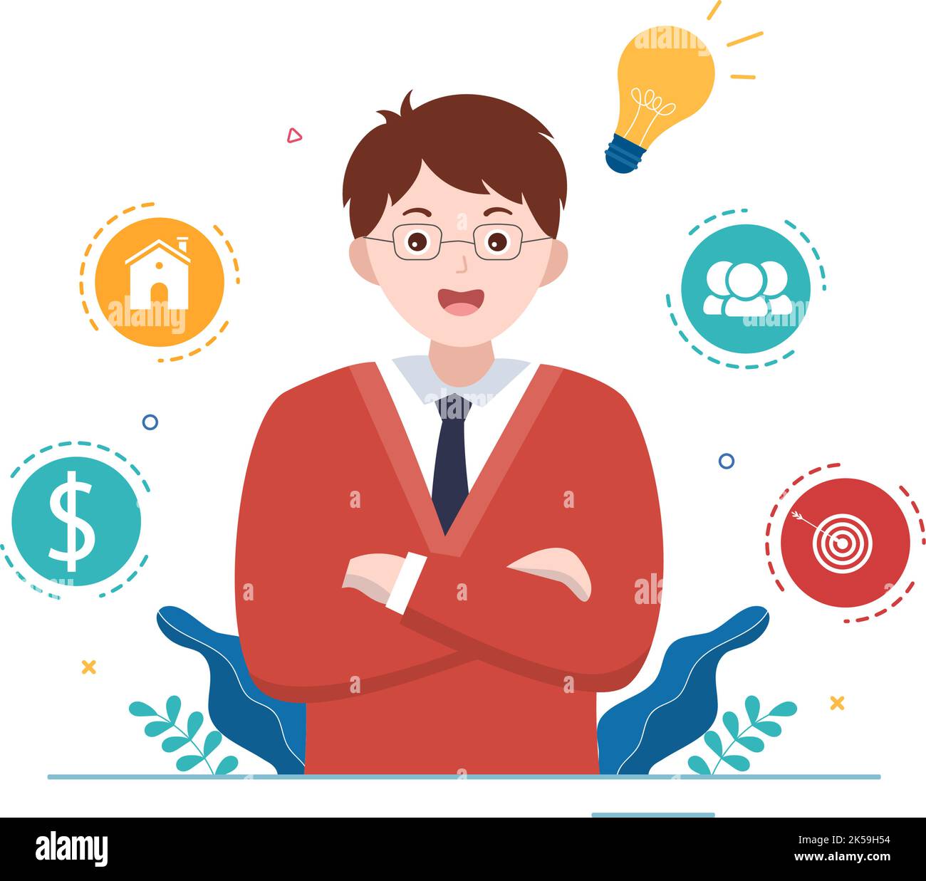 Life Coach for Consultation, Education, Motivation, Mentoring Perspective and Self Coaching in Template Hand Drawn Cartoon Flat Illustration Stock Vector