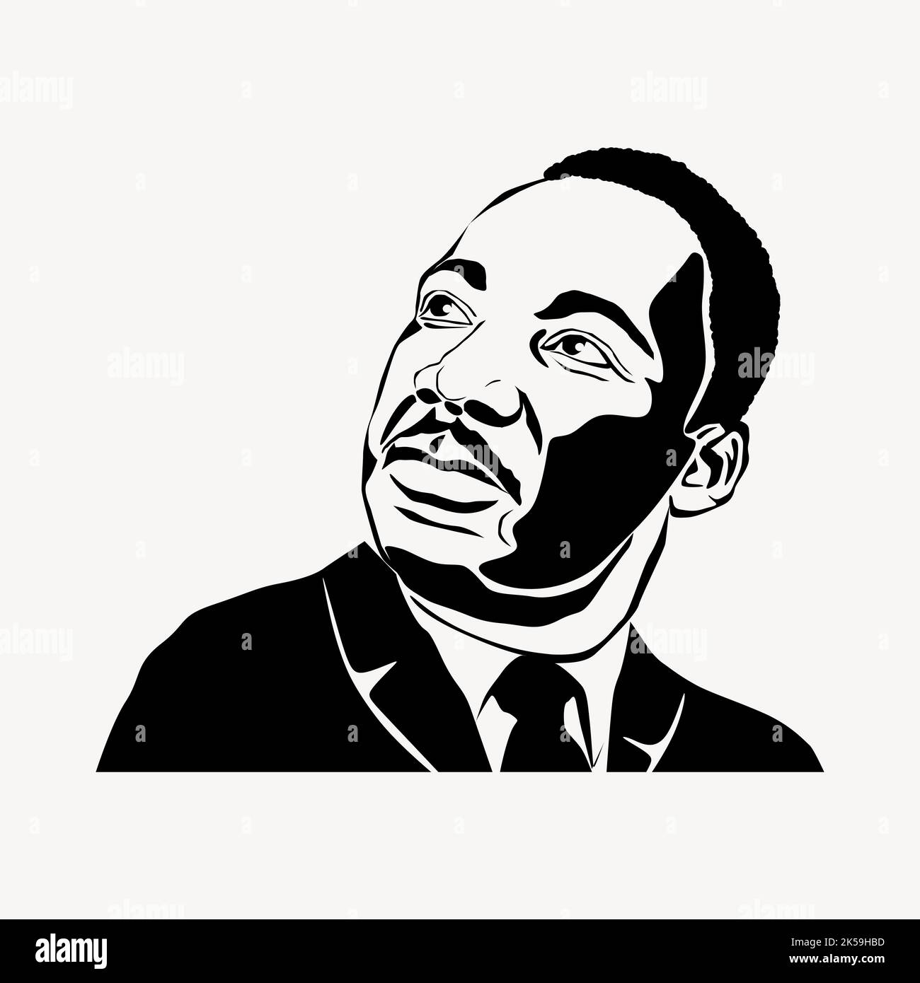 Martin Luther King drawing, famous person portrait vector Stock Vector