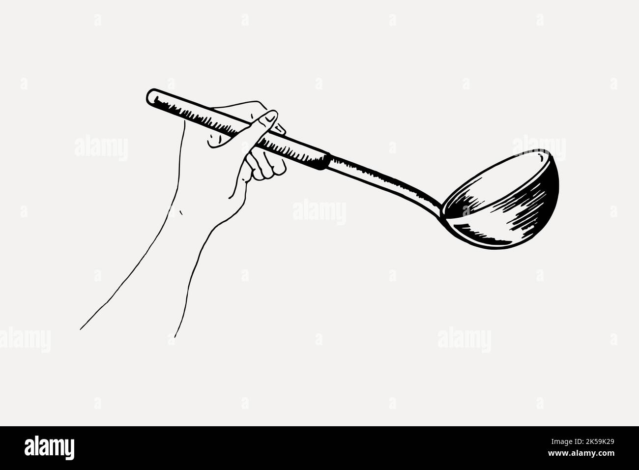 Hand holding ladle drawing, vintage object illustration vector Stock Vector Image & Art Alamy