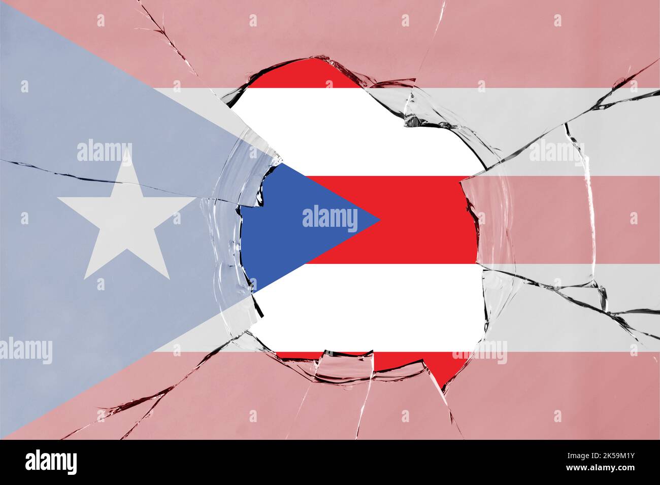 3D Flag of Puerto Rico on a glass breakage background Stock Photo - Alamy
