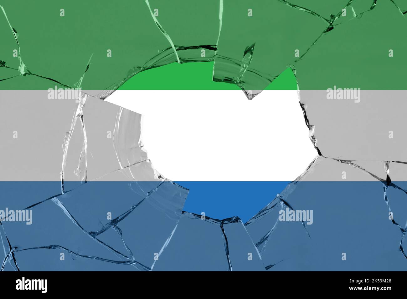 3D Flag of Sierra Leone on a glass breakage background Stock Photo - Alamy