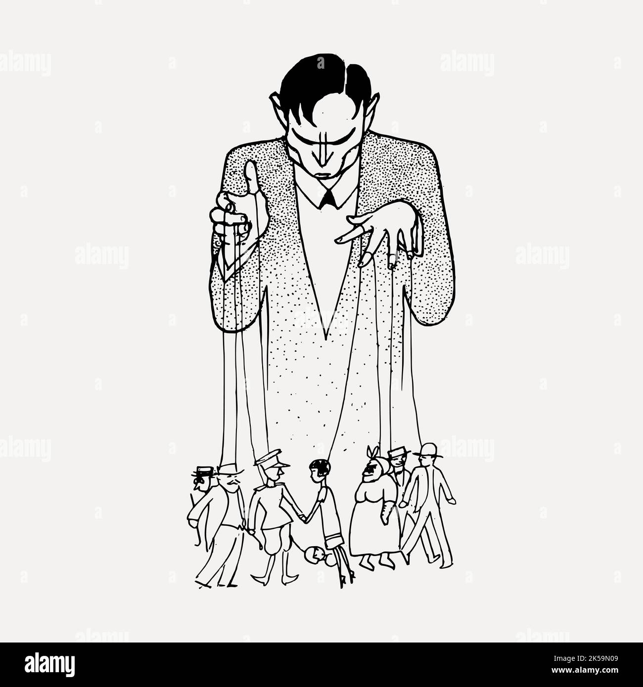 Political puppet master clipart, vintage hand drawn vector. Stock Vector