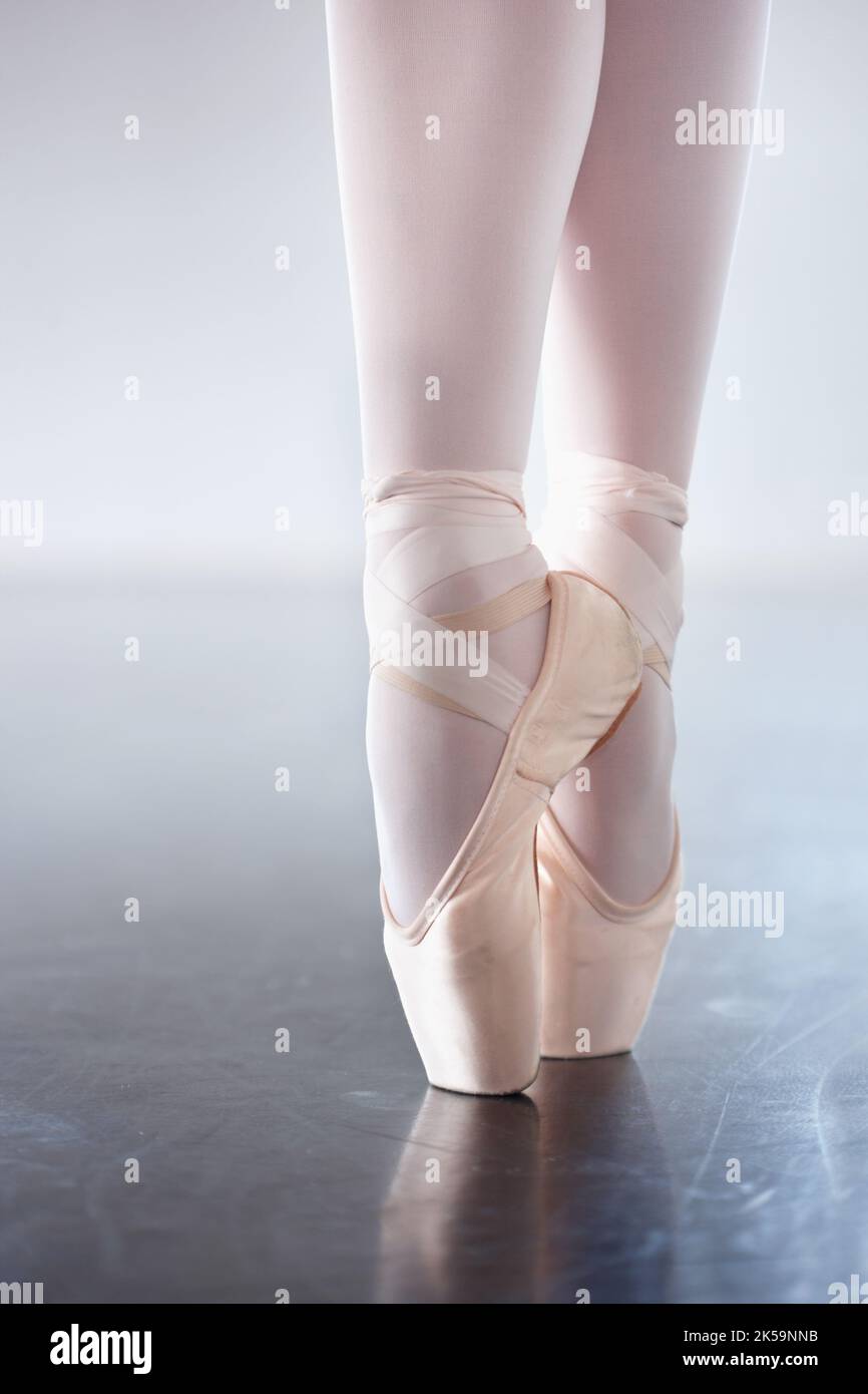 The key to ballet. Cropped closeup shot of a ballerinas feet en pointe. Stock Photo