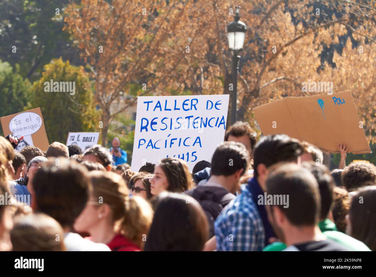 Resistencia. a large group of protesters outdoors with placards. Stock Photo