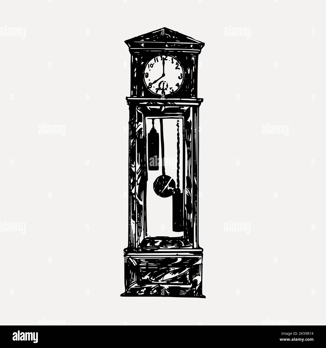 Grandfather clock clipart, vintage hand drawn vector Stock Vector Image