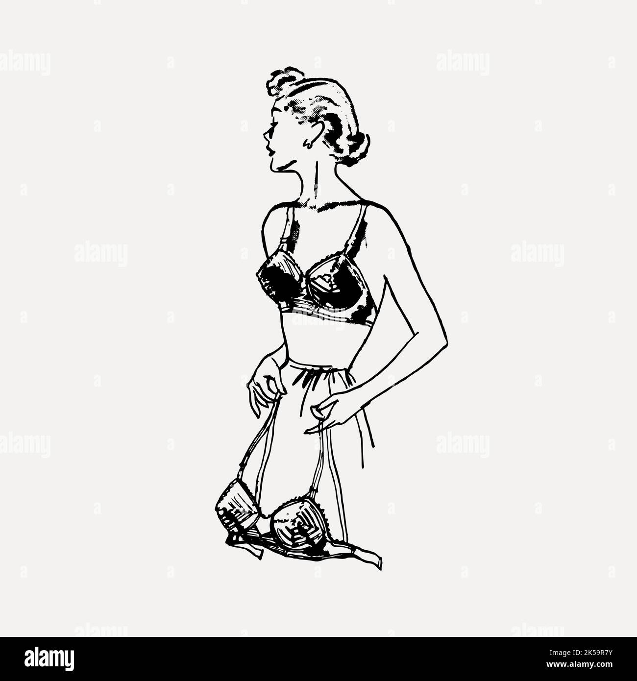 Lady Holding Brassiere Clipart Drawing Illustration Vector Stock Vector Image And Art Alamy 