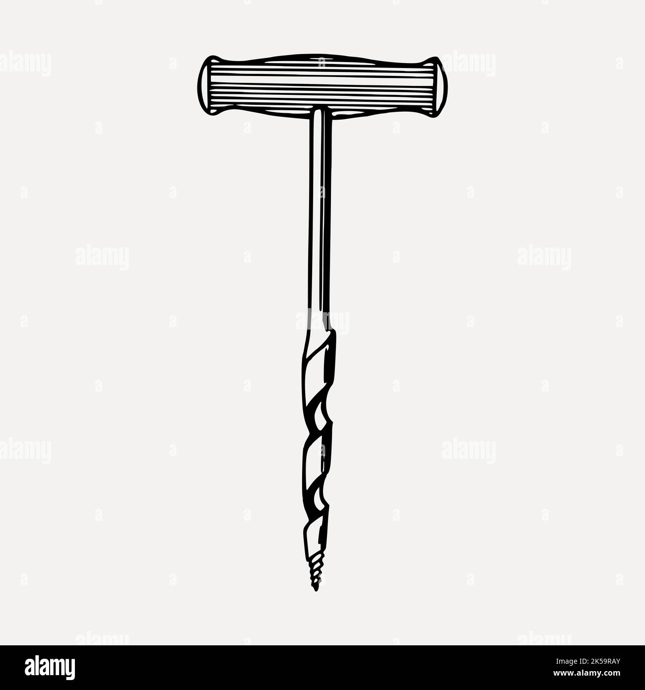 Gimlet screw tool clipart, vintage hand drawn vector Stock Vector Image