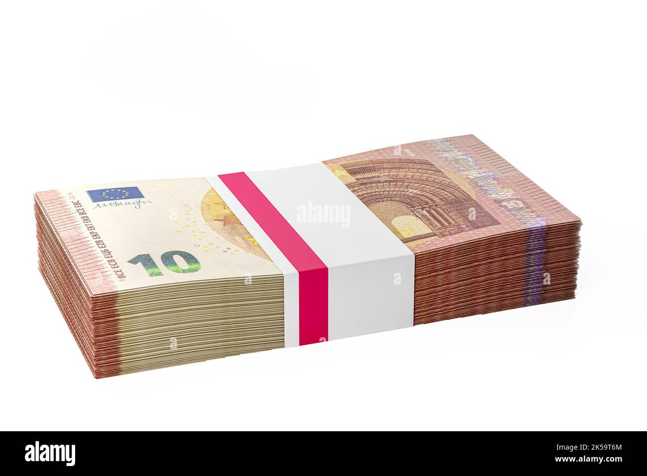 stack of bundles of 10 euro notes background piles of 10 euros banknotes ten euros Stock Photo