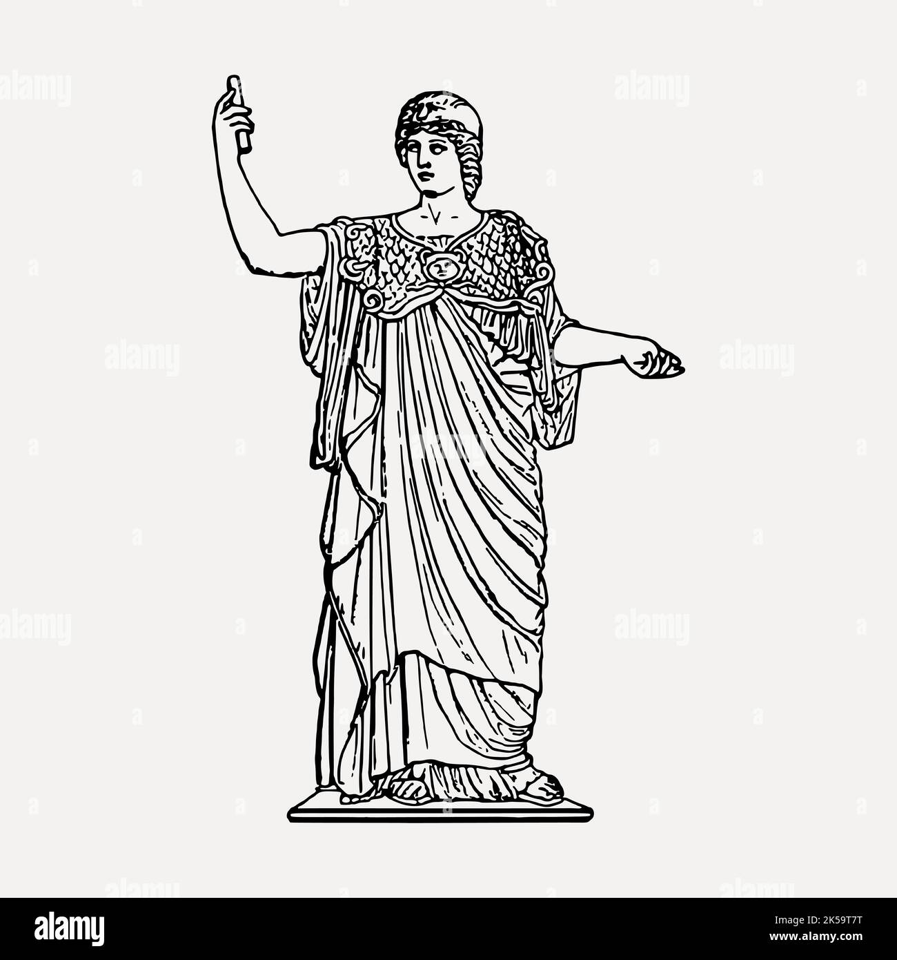 Athena statue clipart, vintage hand drawn vector Stock Vector Image ...