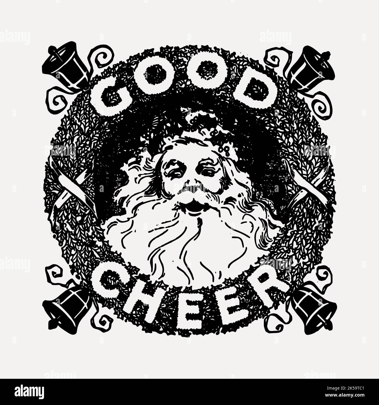 Christmas Santa clipart, vintage hand drawn vector Stock Vector Image ...