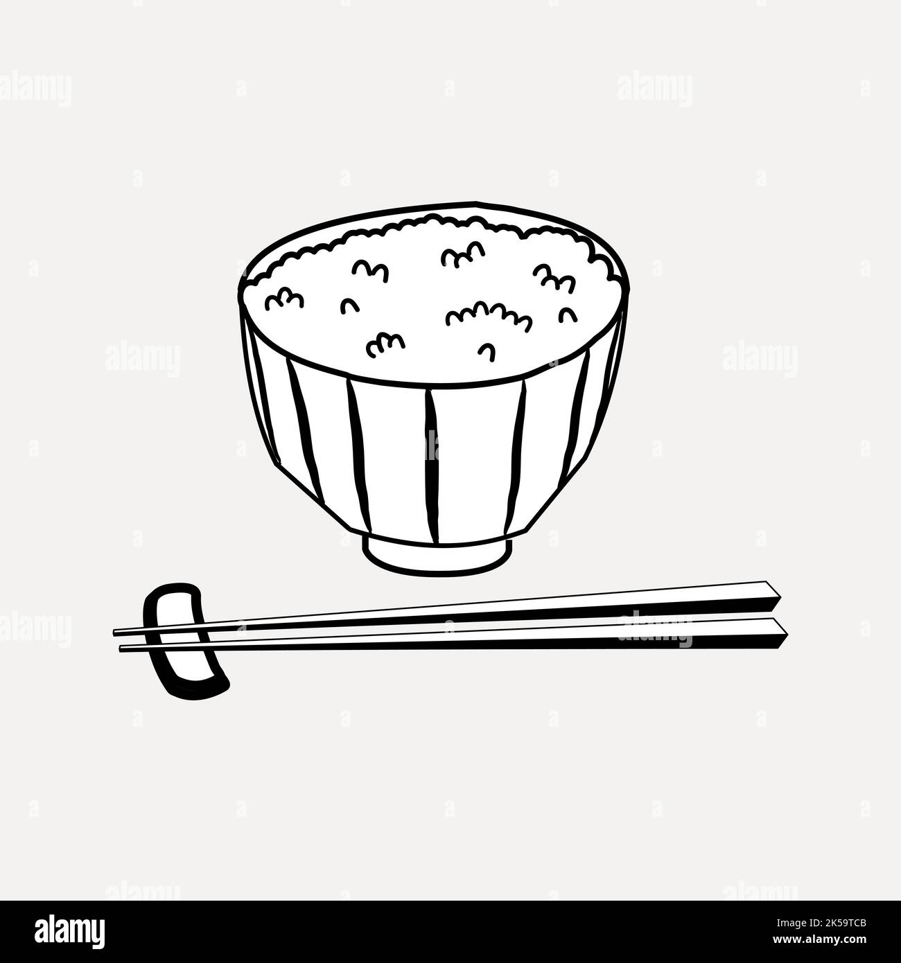 Rice bowl clipart, Japanese food illustration vector Stock Vector Image