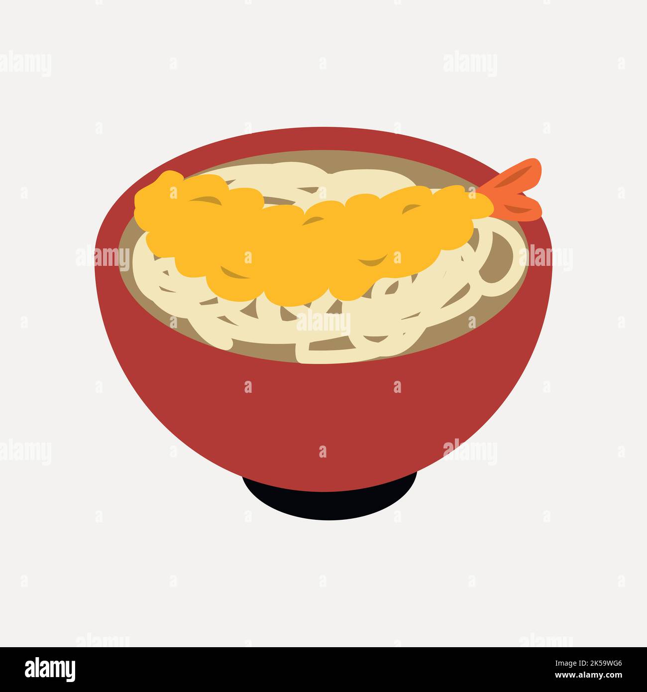 Ramen noodles clipart, Japanese food illustration vector Stock Vector