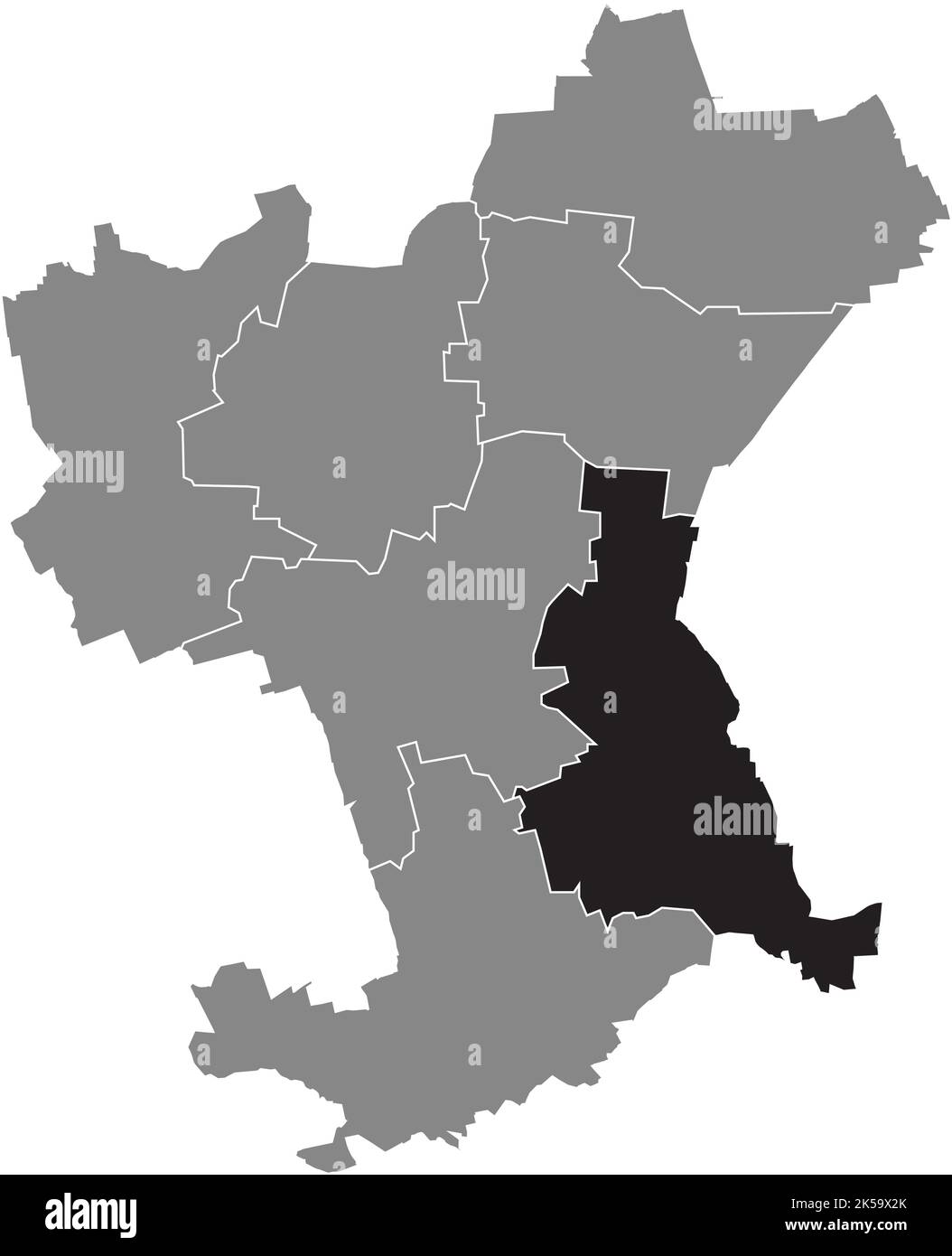 Black flat blank highlighted location map of the ORTSCHAFT SÜDOST