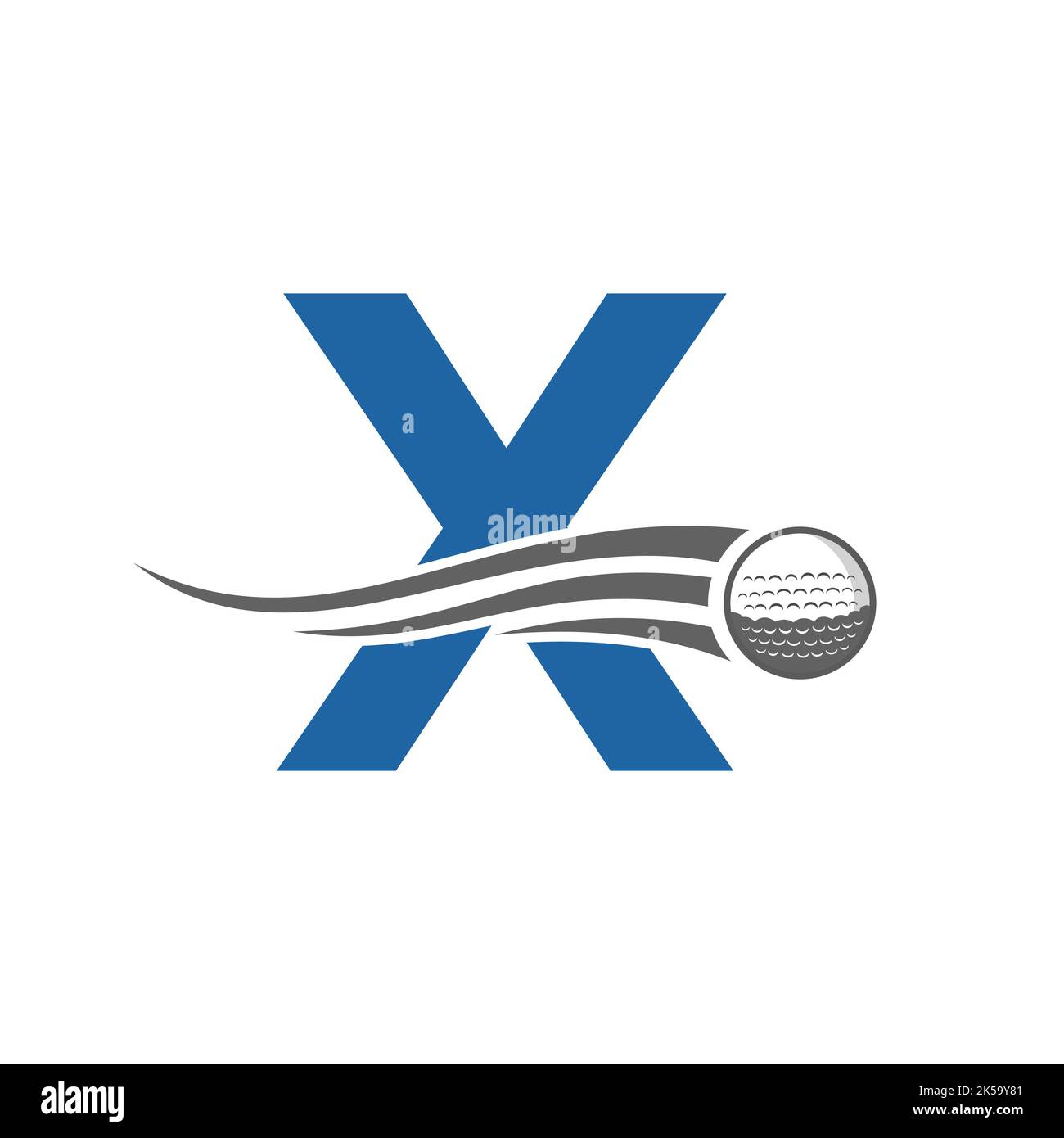 Letter X Golf Logo Symbol. Hockey Design Based Alphabet Vector Template Stock Vector