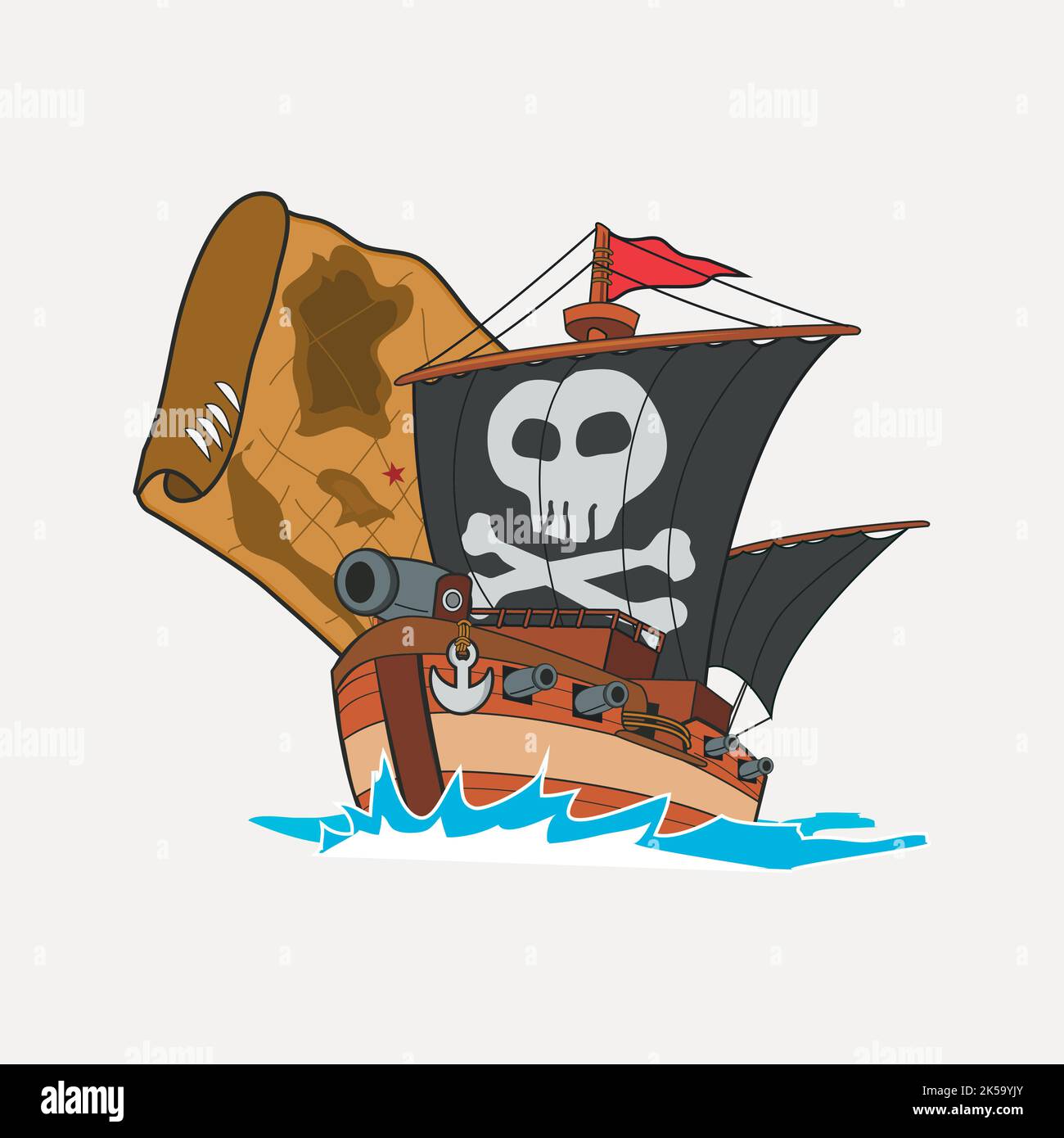Pirate ship clipart, cartoon illustration vector Stock Vector Image ...