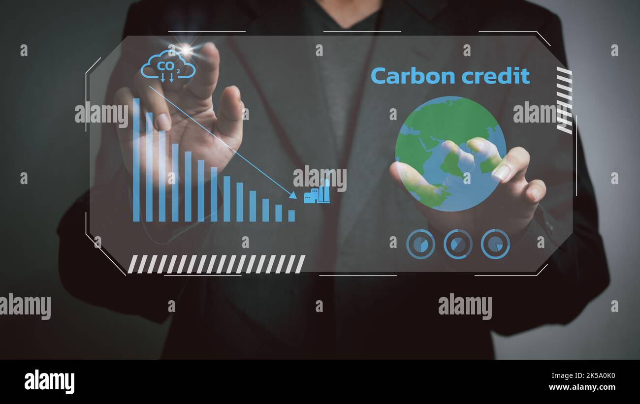 Businessman touching screen virtual icon eco energy sustainable ...