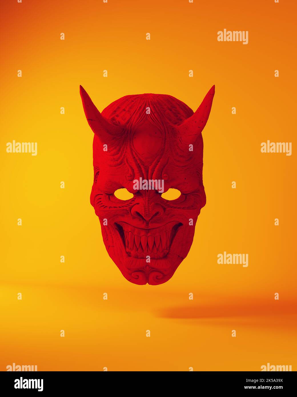 Red Devil Face Mask Halloween Horror Evil Japanese Demon 3d illustration render Stock Photo Alamy