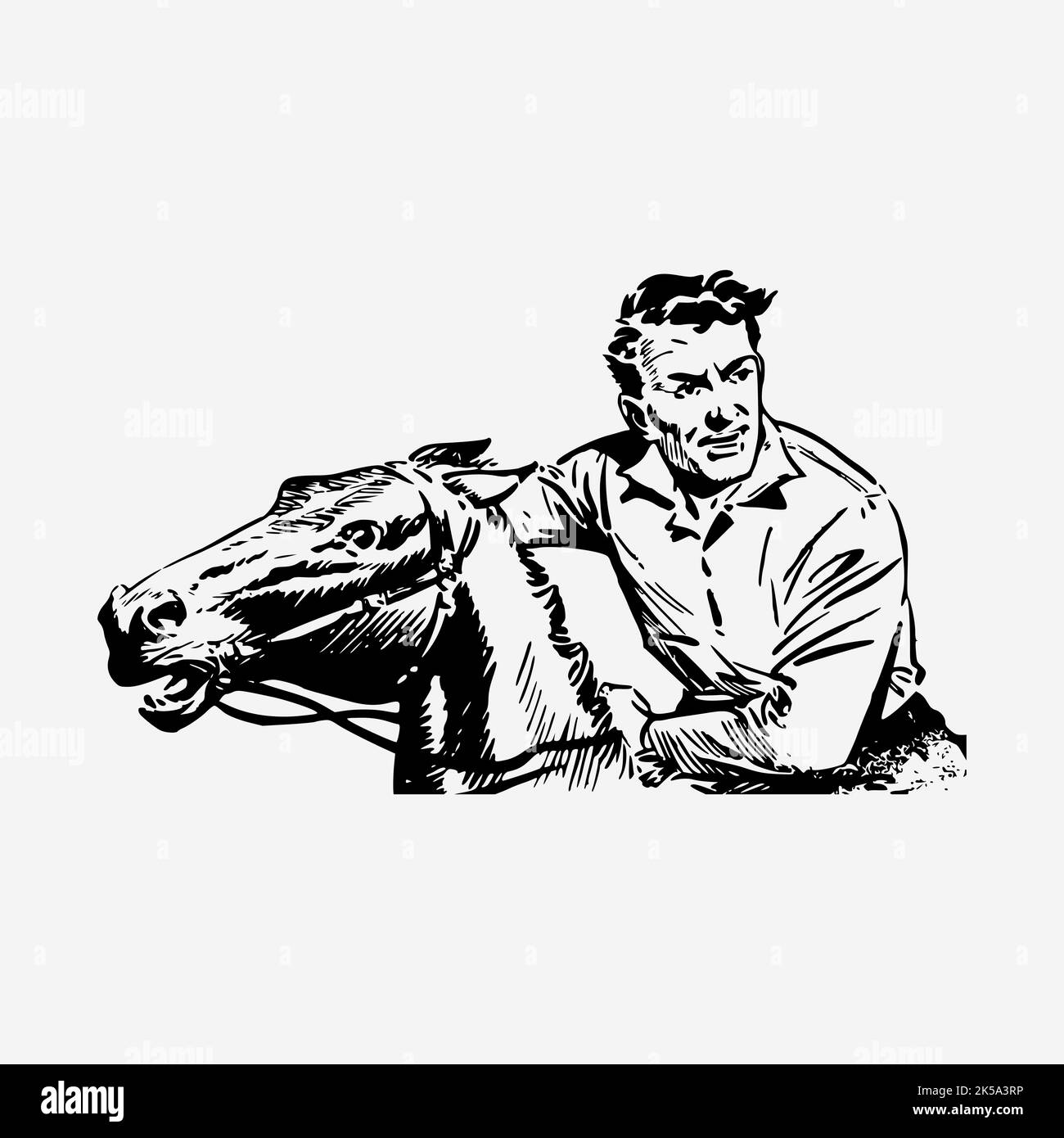 Horse riding clipart, vintage hand drawn vector Stock Vector Image ...