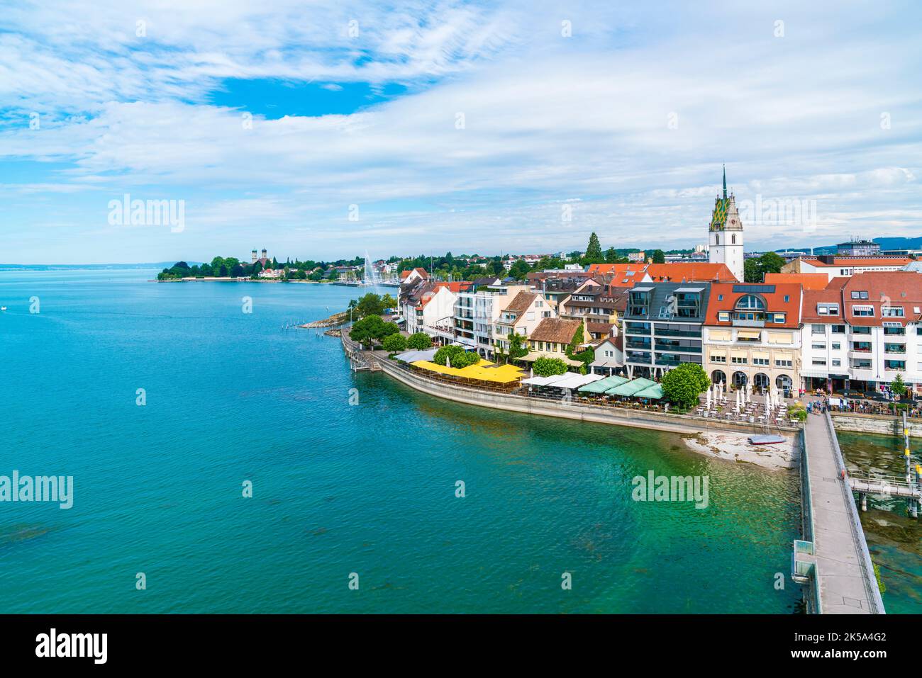 Germany, Friedrichshafen city coast of bodensee lake, houses at ...