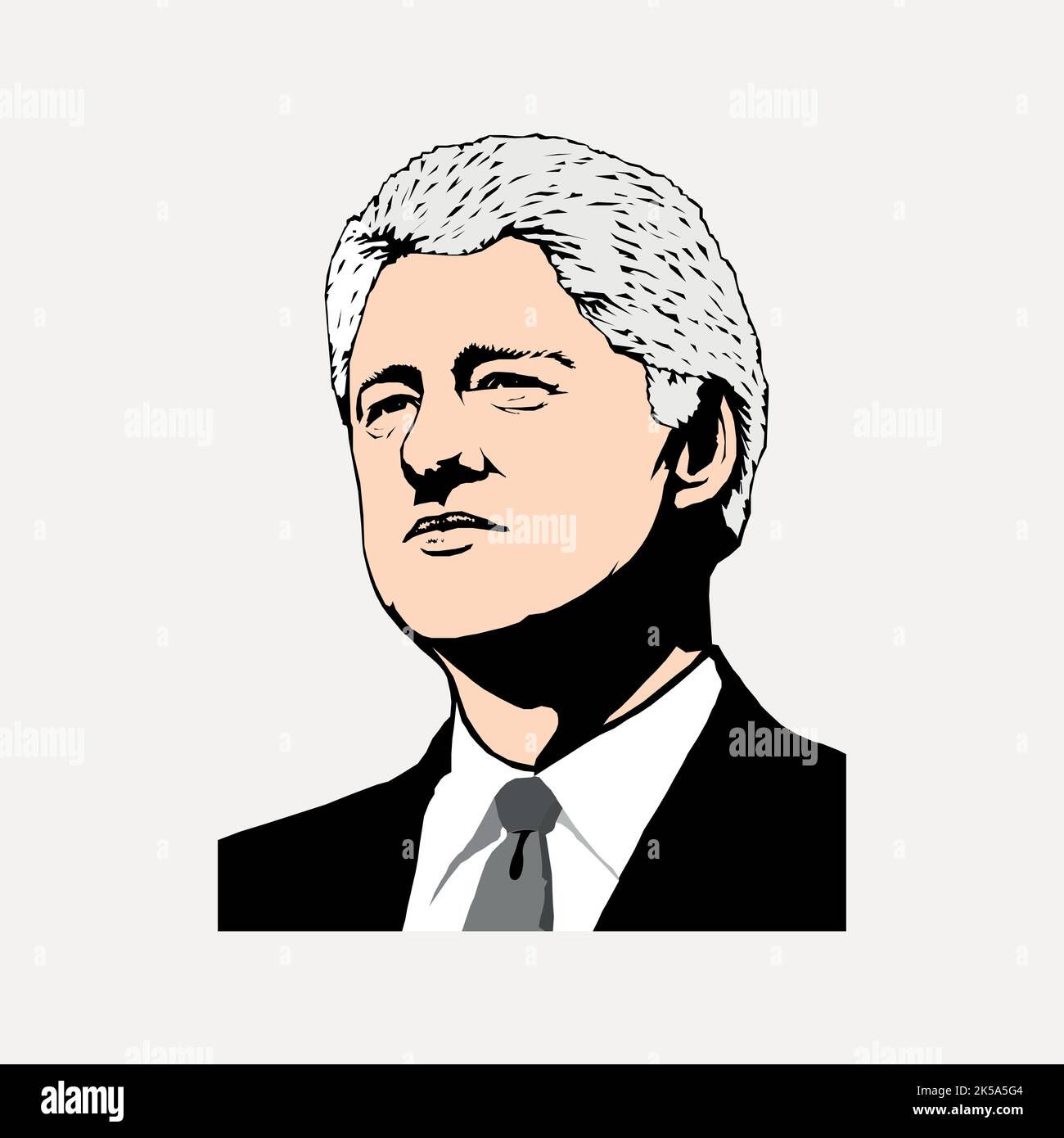 Bill Clinton clipart, US president portrait illustration vector. Stock Vector