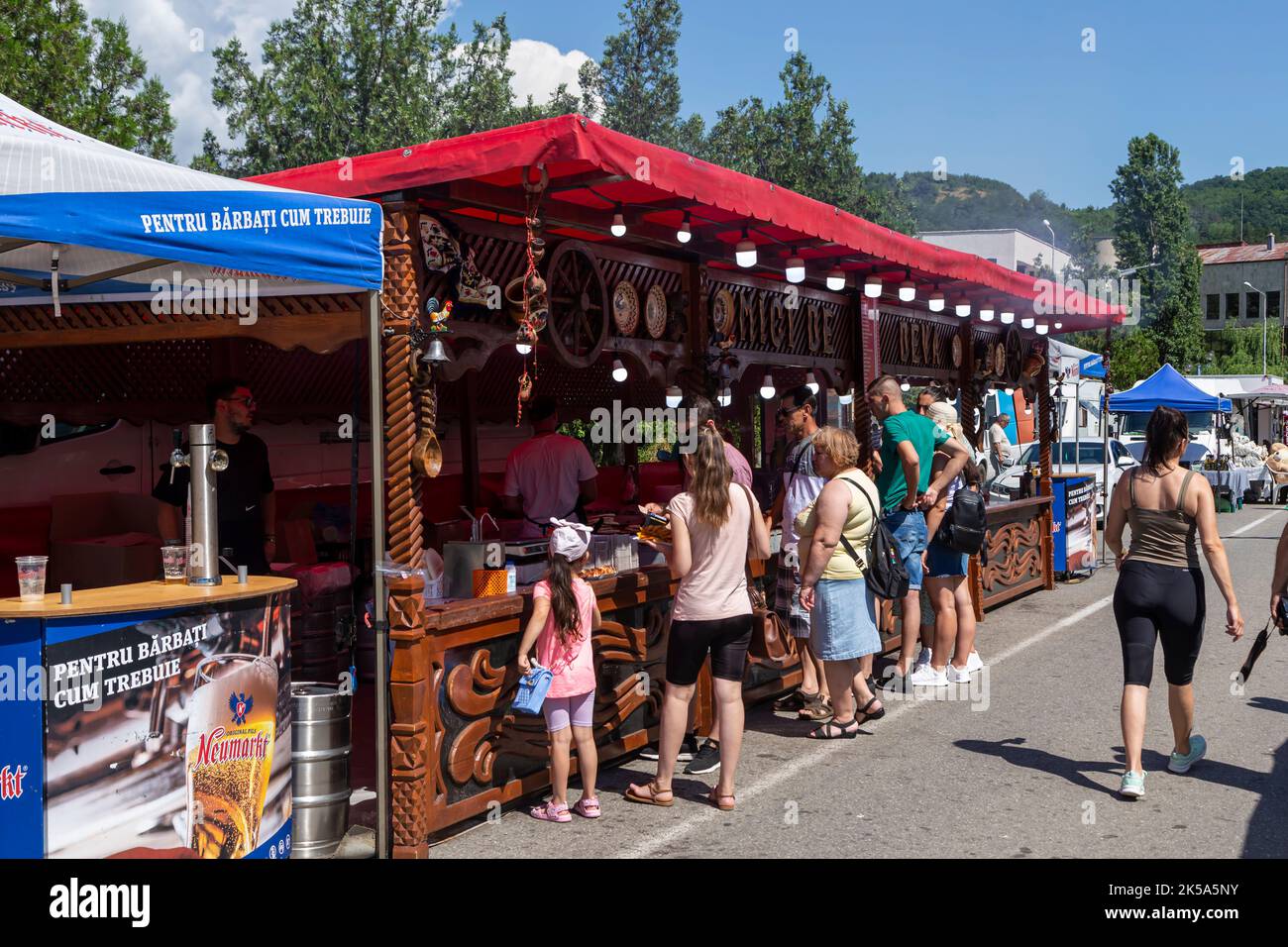 Street view  on June 13, 2022 in Orsova, Mehedinti, Romania.  Images from the traditional products fair. Stock Photo