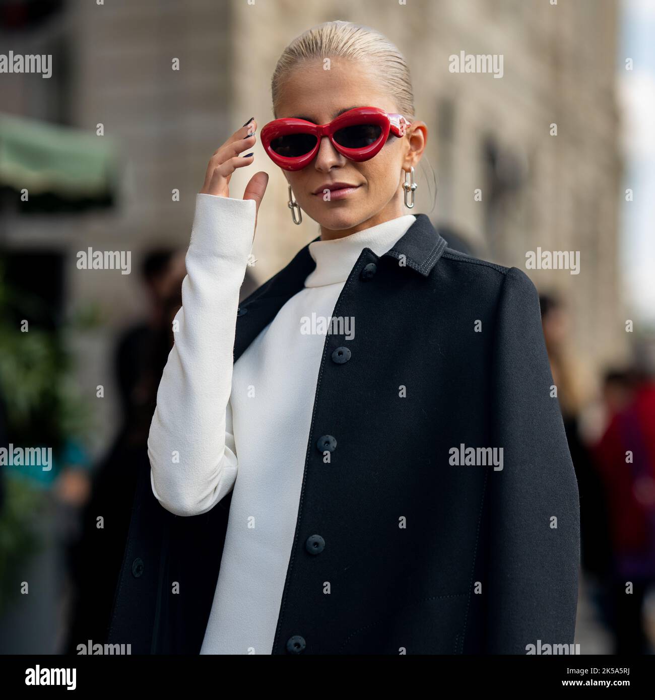 Y-3 Bowling ball bag on a guest - Streetstyle at Paris Fashion Week - Paris  - France Stock Photo - Alamy