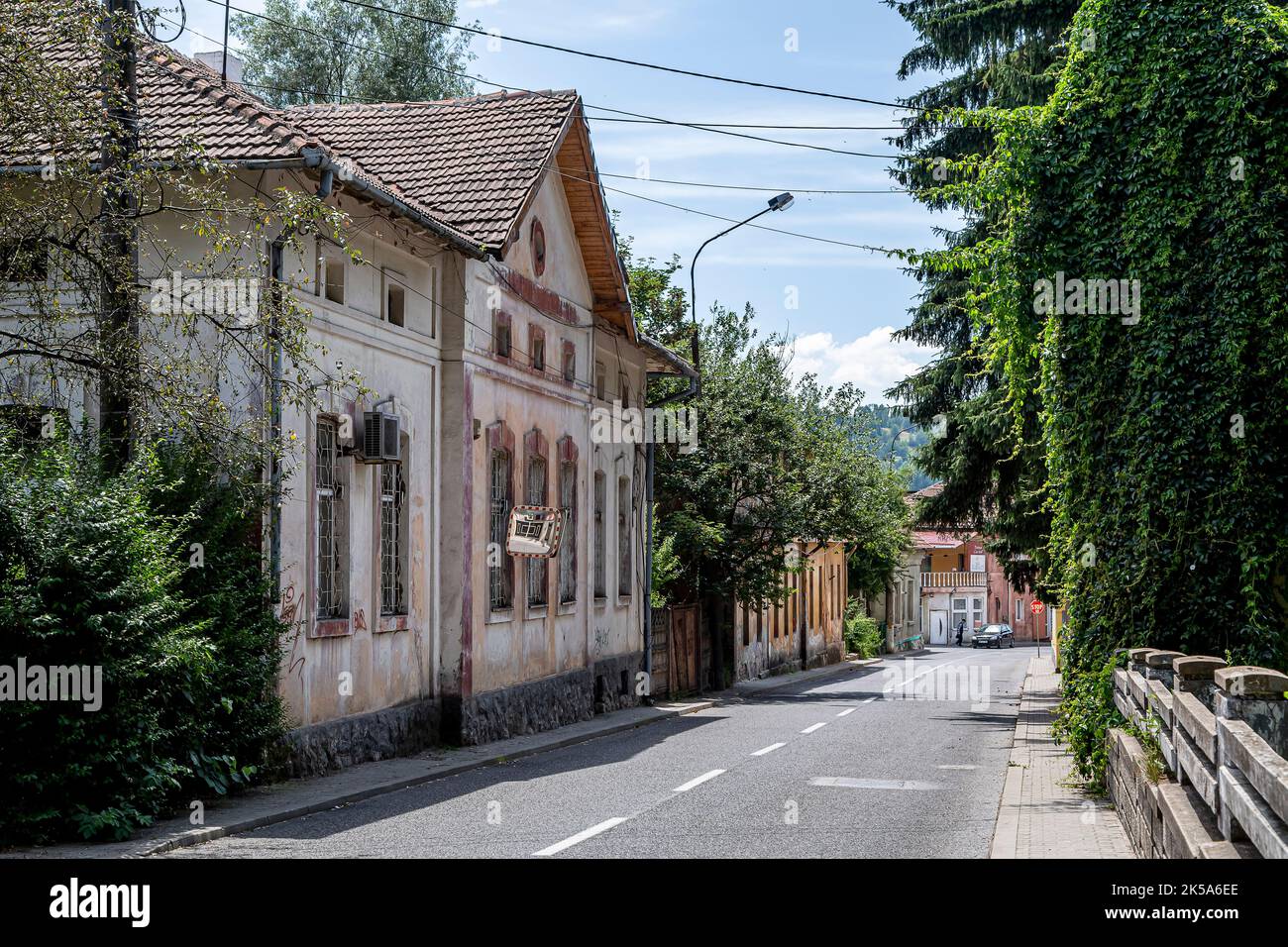 Old building in downtown on July 11, 2021 in Petrosani, Romania. Stock Photo