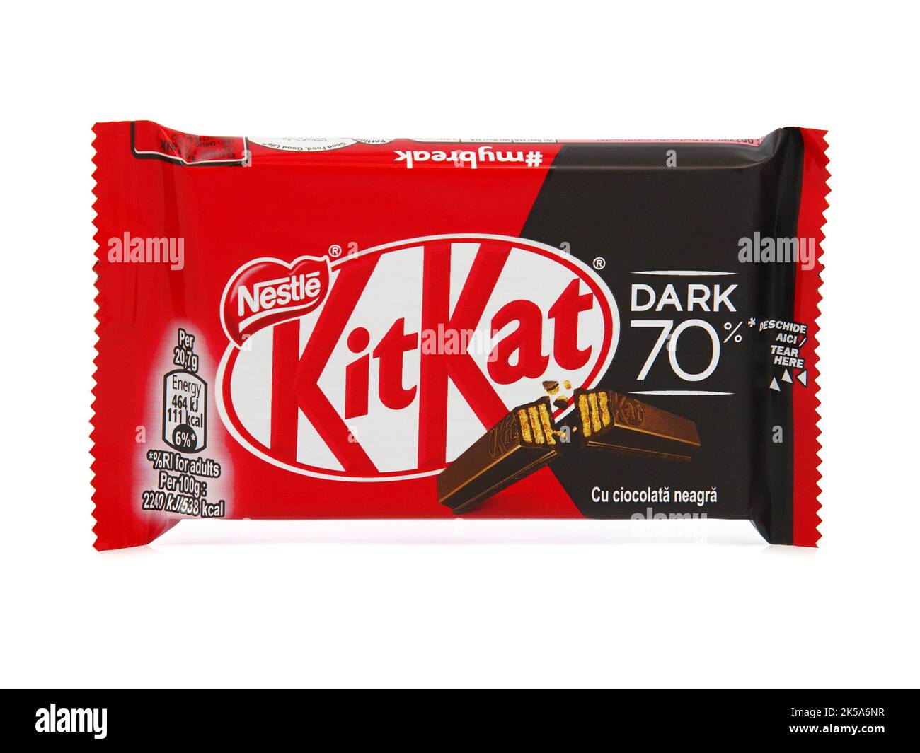 Kit Kat Dark Chocolate Bars Made by Nestle Isolated on White