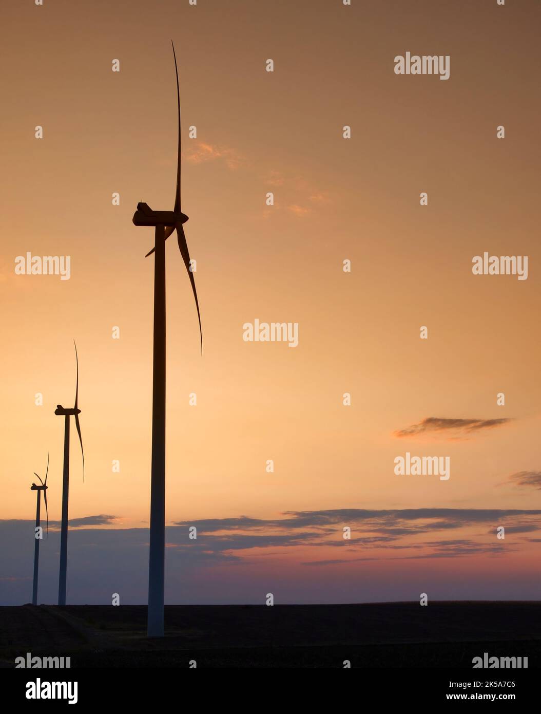 Wind turbine silhouette on beautiful sunset landscape Stock Photo - Alamy