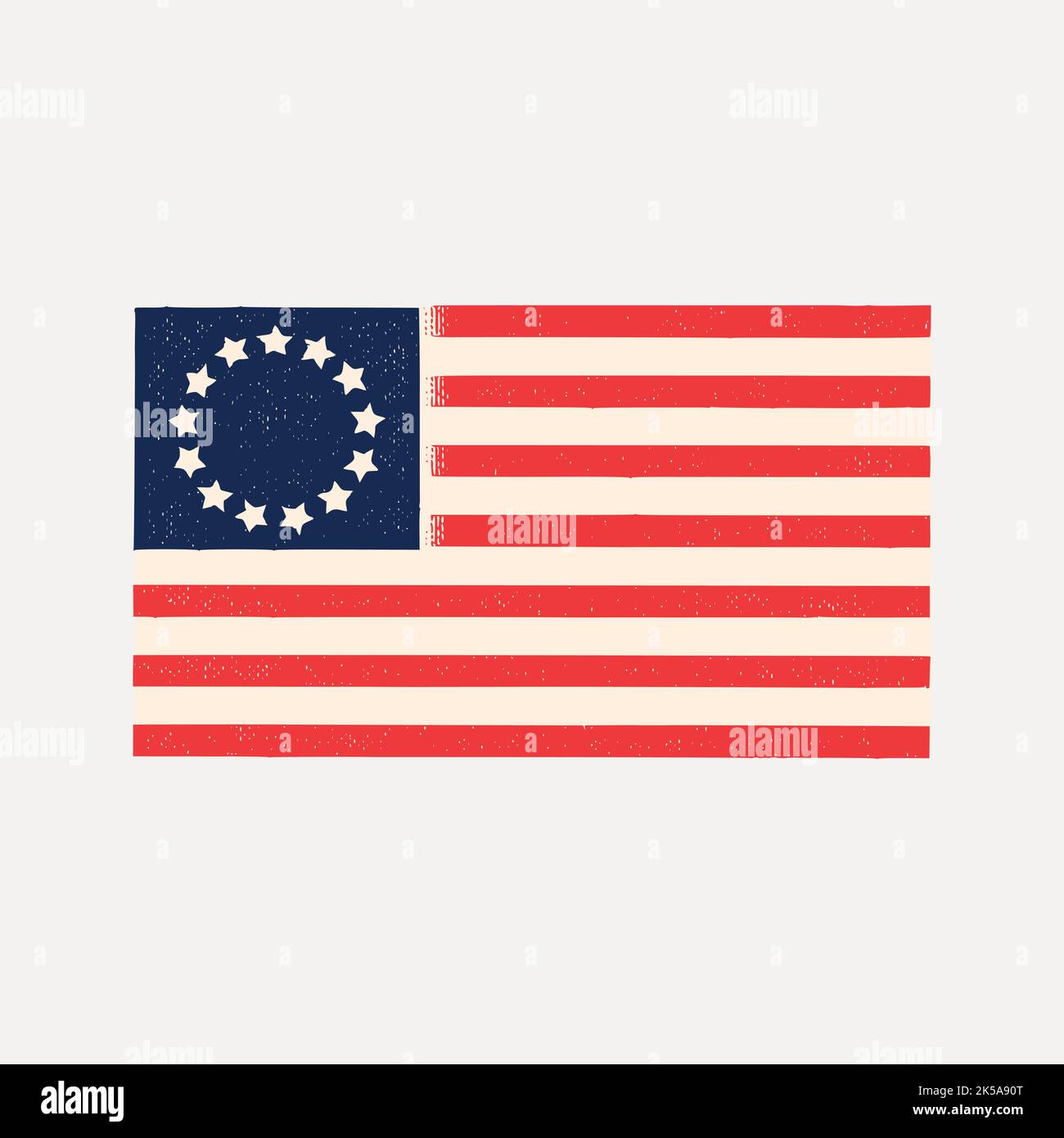 Betsy Ross flag clipart, American illustration vector Stock Vector