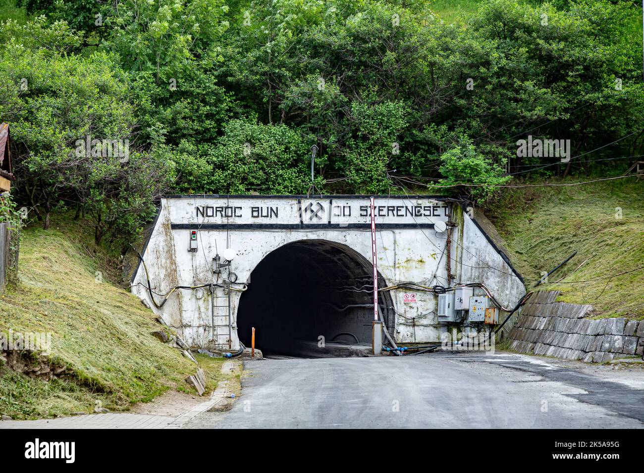 Entrance to the Praid salt mine on June 19, 2021 in Praid, Harghita. Stock Photo