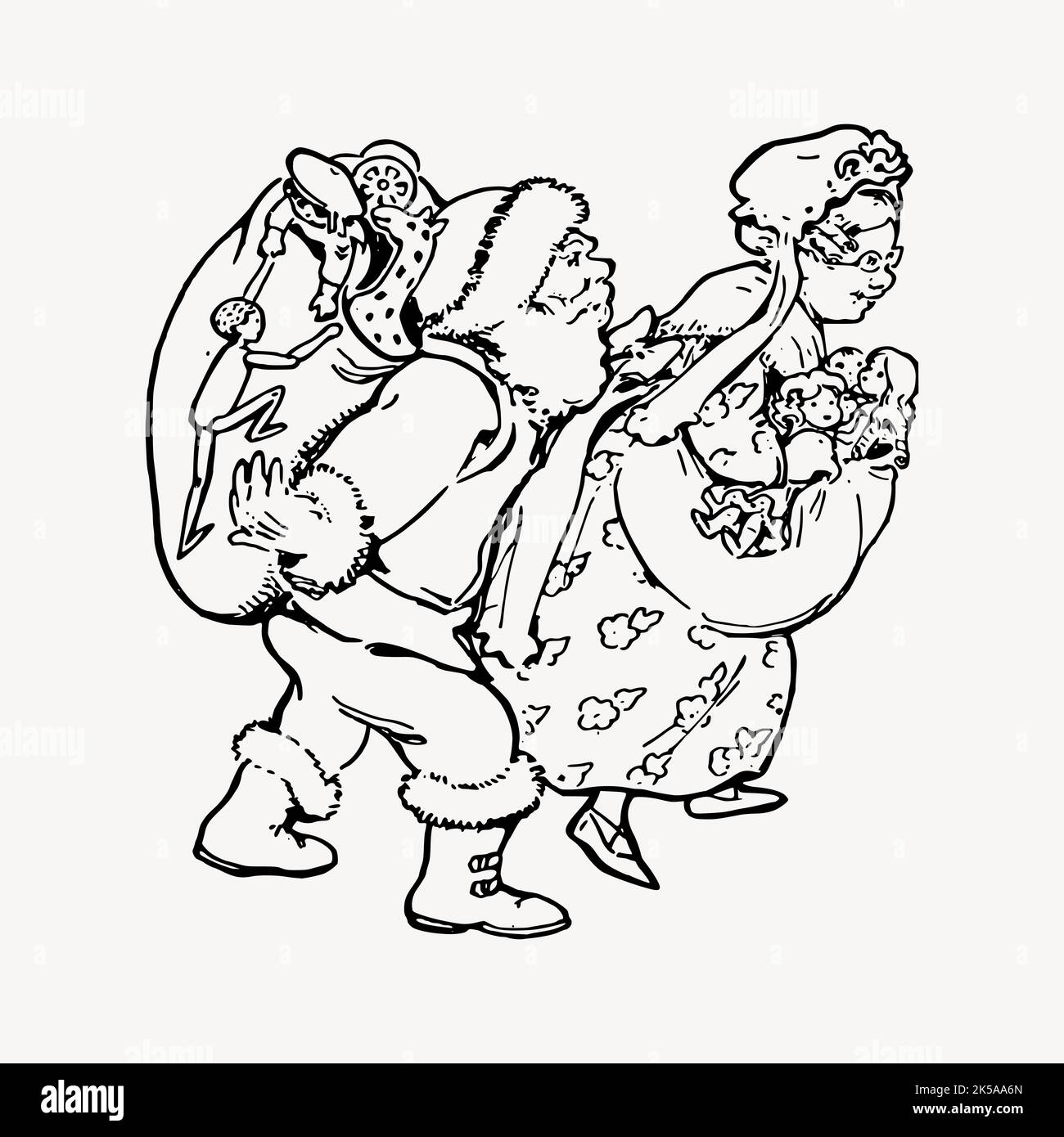 Santa Claus Mrs Claus Clipart Vintage Hand Drawn Vector Stock Vector Santa claus mrs claus clipart vintage hand drawn vector stock vector
