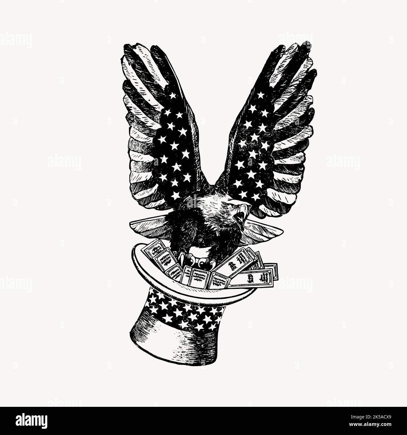 American eagle bird clipart, vintage hand drawn vector Stock Vector ...