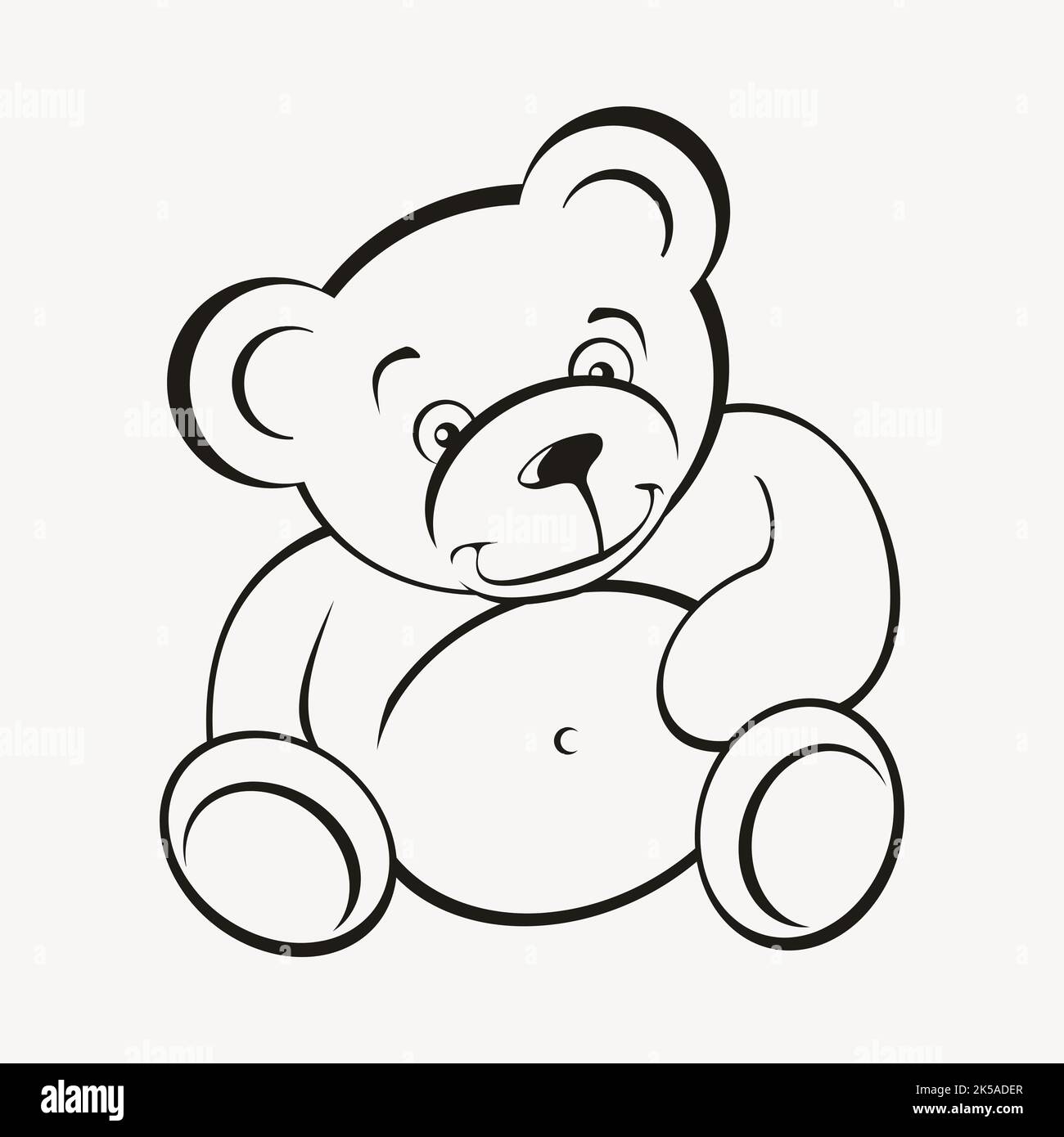 Teddy bear collage element, black and white illustration vector Stock ...