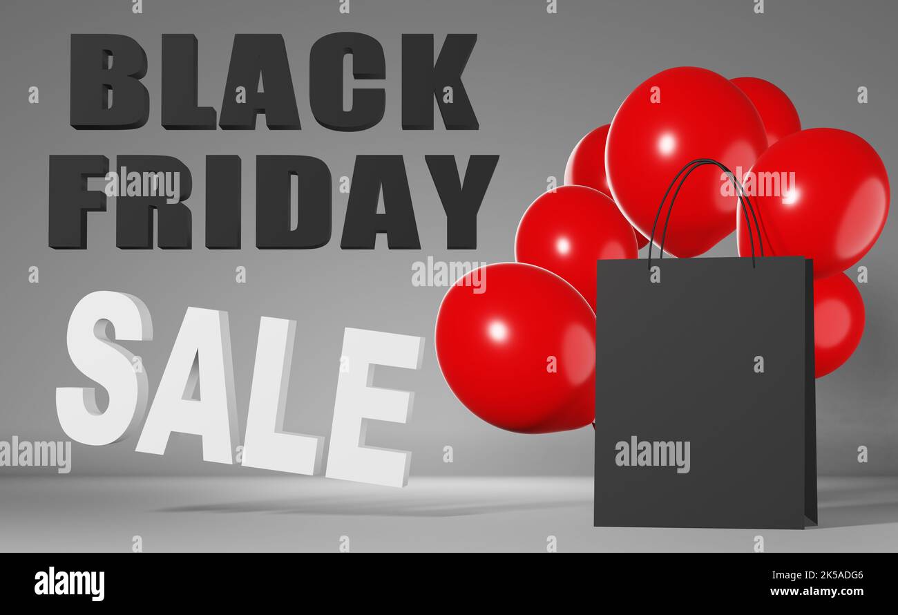 Black friday Sale 3d rendering Blank shopping bag branding mockup red Black friday Sale 3d rendering Blank shopping bag branding mockup red