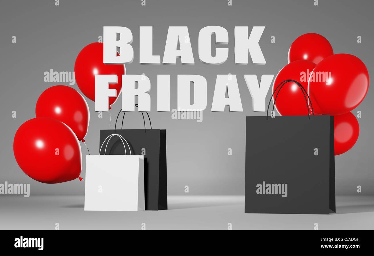 Black friday Sale 3d rendering Blank shopping bag branding mockup red Black friday Sale 3d rendering Blank shopping bag branding mockup red