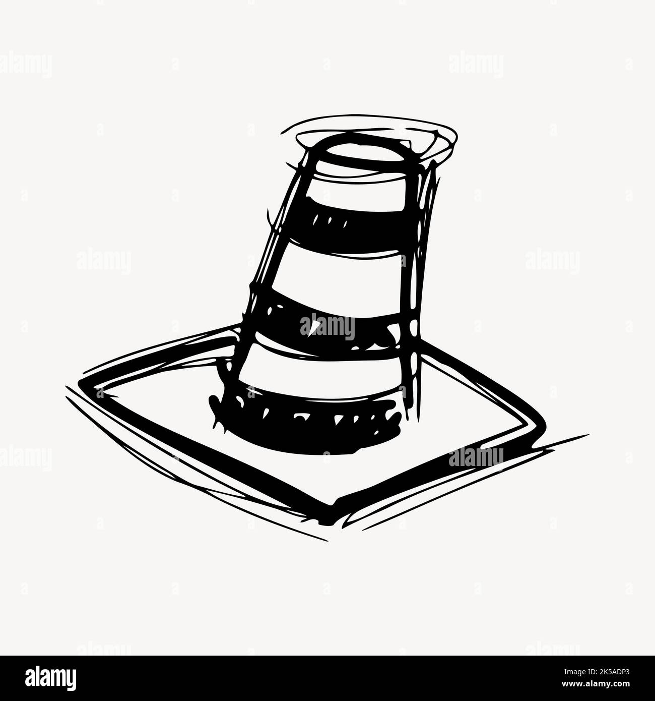 Traffic cone collage element, black and white illustration vector Stock ...