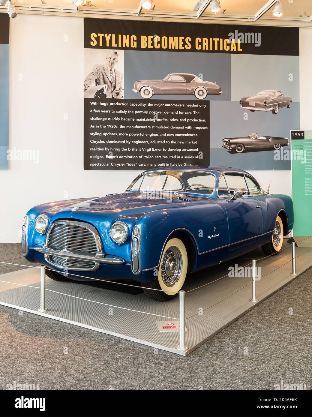 AUBURN HILLS, MI/USA - AUGUST 19, 2016: A 1953 Chrysler Special car, Walter P. Chrysler Museum. Stock Photo