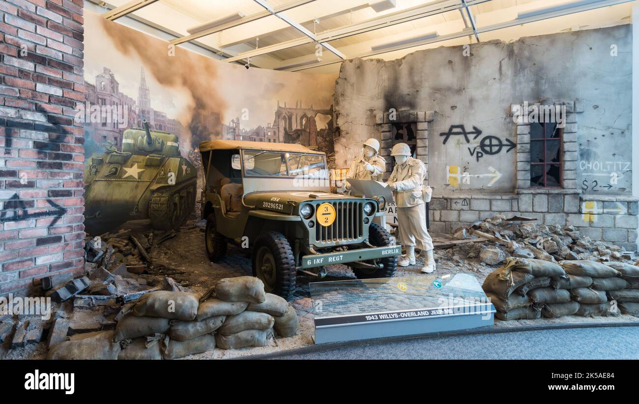 AUBURN HILLS, MI/USA - AUGUST 19, 2016: A 1943 Army military Willys-Overland Jeep, Walter P. Chrysler Museum. Stock Photo