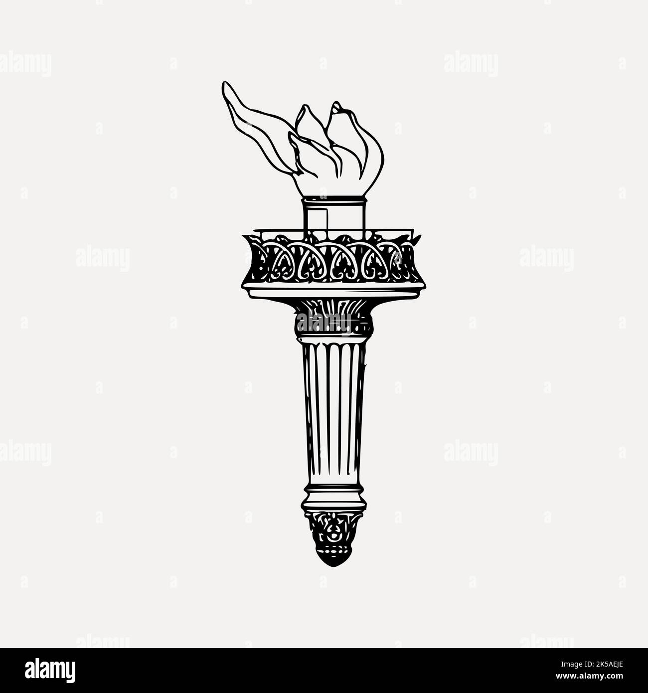 Torch drawing, black and white illustration vector Stock Vector Image