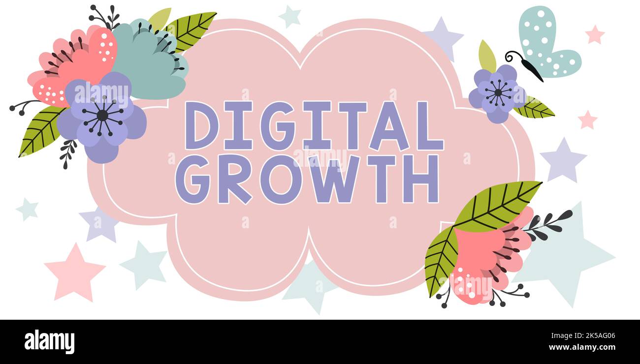 Text caption presenting Digital Growth. Business idea early stages of ...