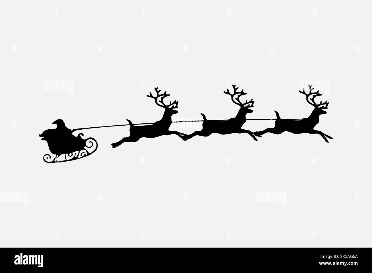 Silhouette Santa sleigh clipart, Christmas illustration vector Stock ...