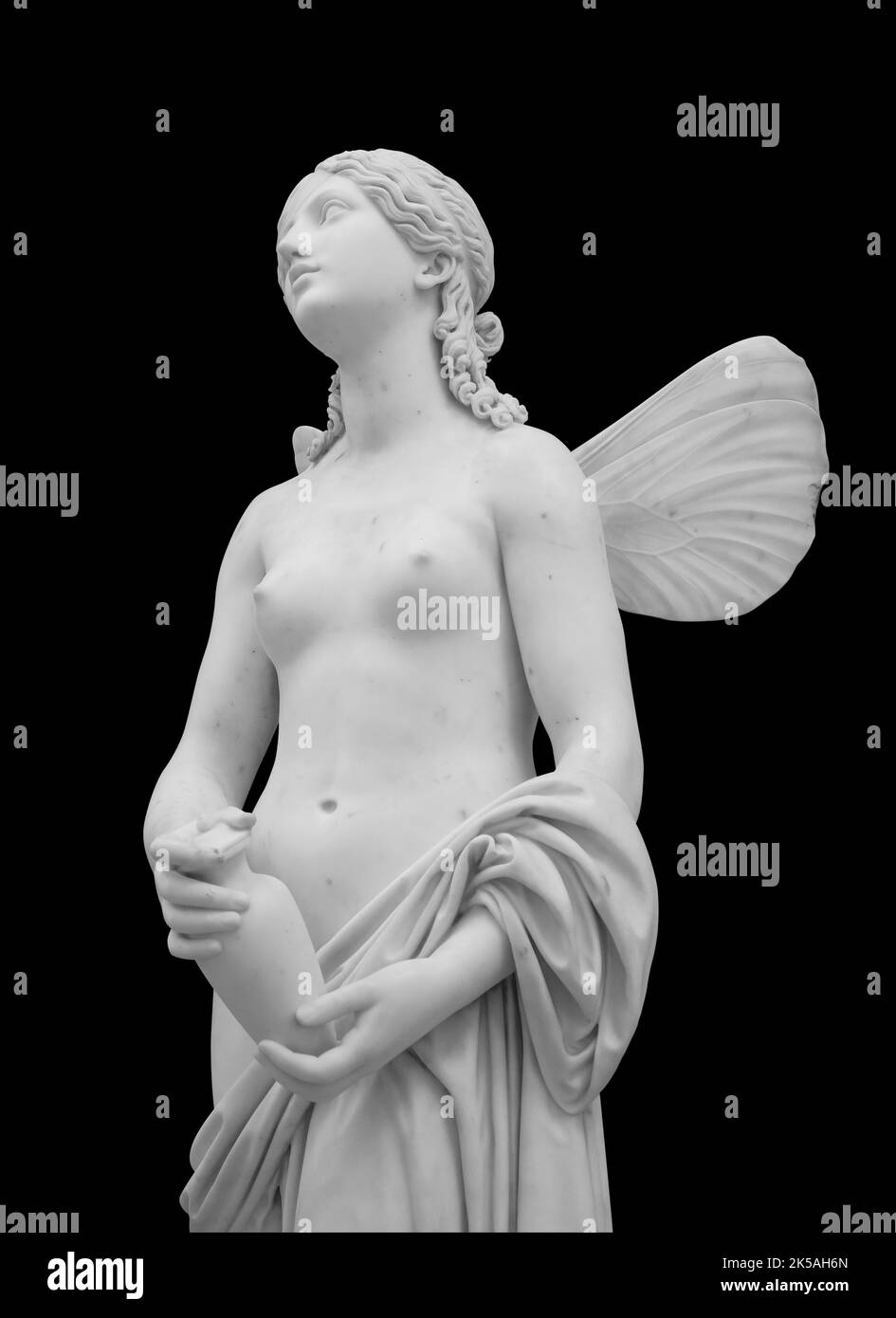 Ancient statue. Psyche in a Faint sculpture of Pietro Tenerani in the State Hermitage Museum. Masterpiece isolated photo with clipping path Stock Photo