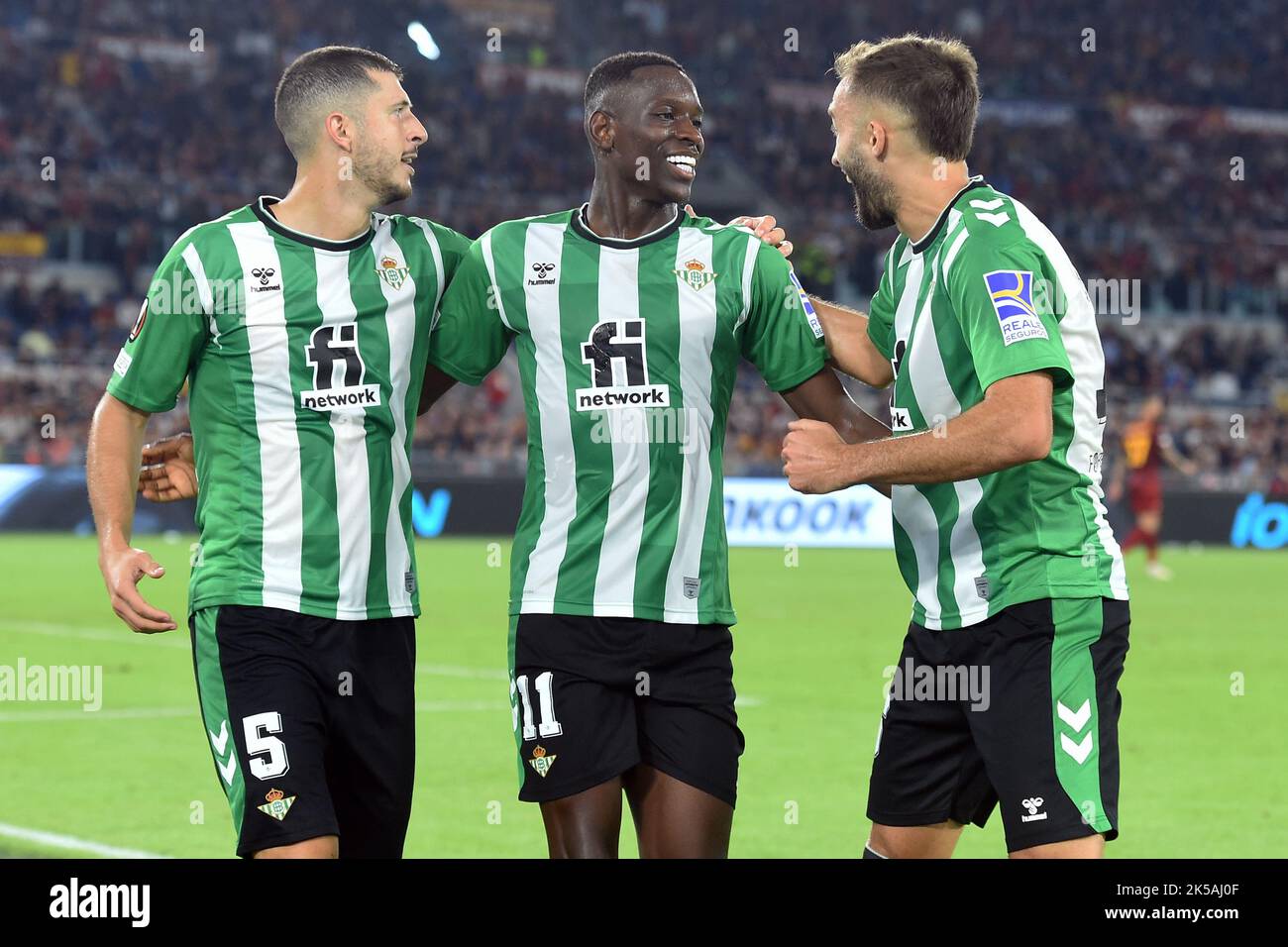 Rome, Lazio. 06th Oct, 2022. Luiz Henrique of Real Betis celebrating after  score the goal during the Uefa Europa League match AS Roma v Real Betis at  Olimpico stadium in Rome, Italy,