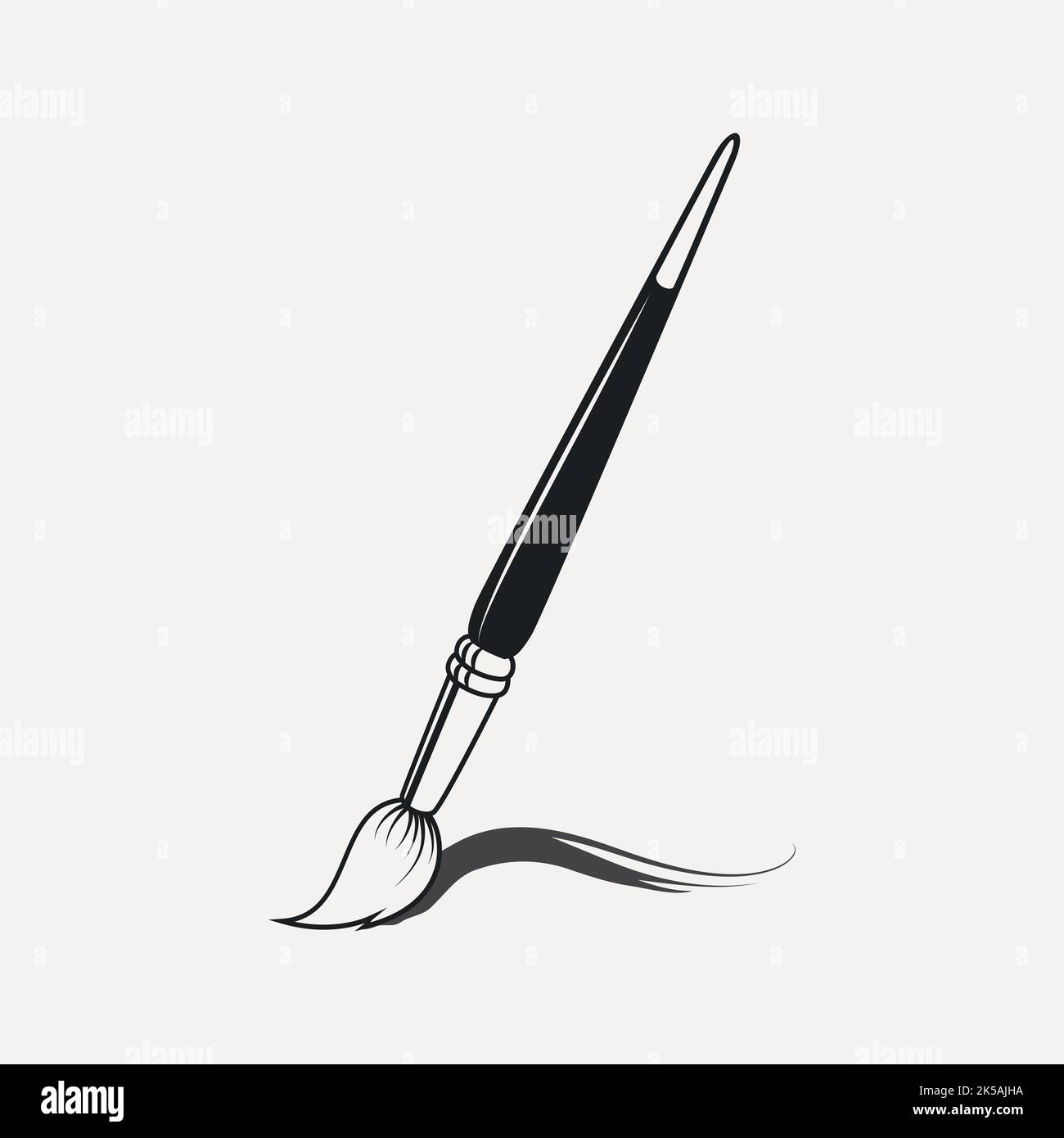 Brush drawing, black and white illustration vector Stock Vector Image