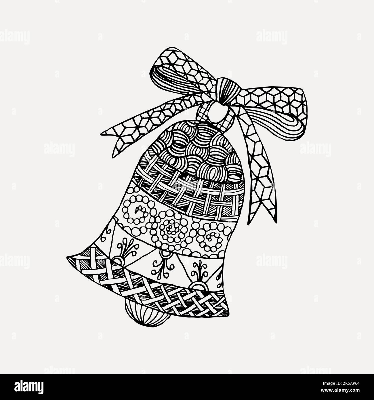Ornamental bell drawing, black and white illustration vector Stock ...